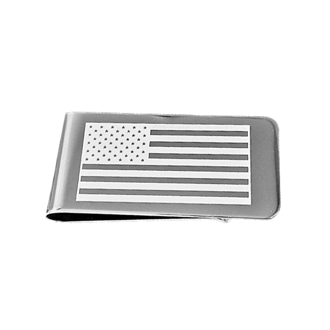 12 Pcs Laser Engraved American Flag Money Clip / Gold or Silver Electroplated Finish.