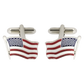 12 Pairs American Flag Cufflinks / Hand Painted Red, White, and Blue with Enamel Epoxy / Gold or Silver Electroplated Finish.