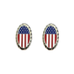 12 Pairs Oval American Flag Cufflinks / Hand Painted with Red, White, & Blue Enamel Epoxy / Gold or Silver Electroplated Finish.