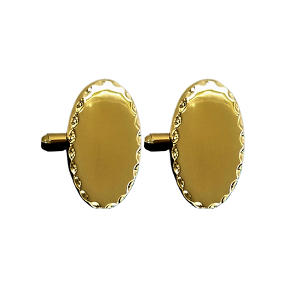 12 Pairs Vertical Oval with Scalloped Edge Cufflinks / Gold or Silver Electroplated Finish.