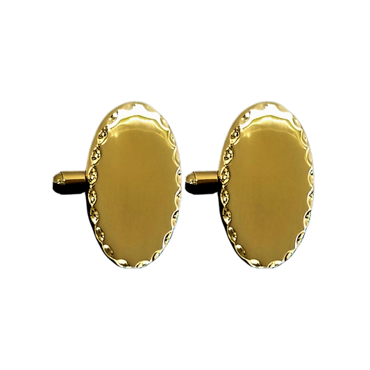 12 Pairs Vertical Oval with Scalloped Edge Cufflinks / Gold or Silver Electroplated Finish.