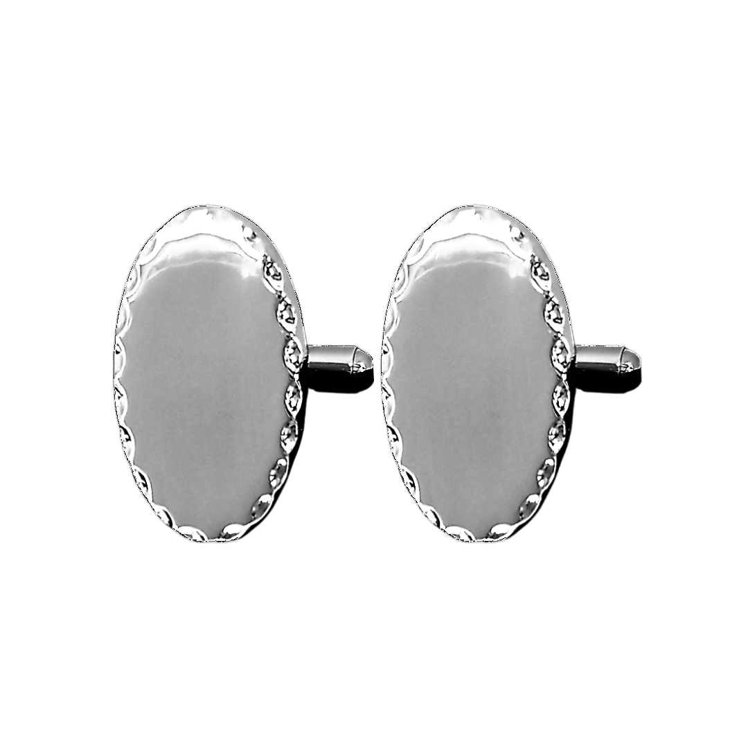 12 Pairs Vertical Oval with Scalloped Edge Cufflinks / Gold or Silver Electroplated Finish.