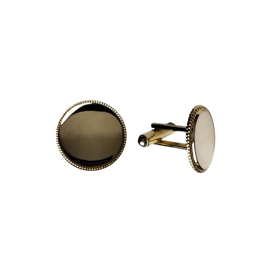 12 Pairs Round with Roped Edge Cufflinks / Gold or Silver Electroplated Finish.