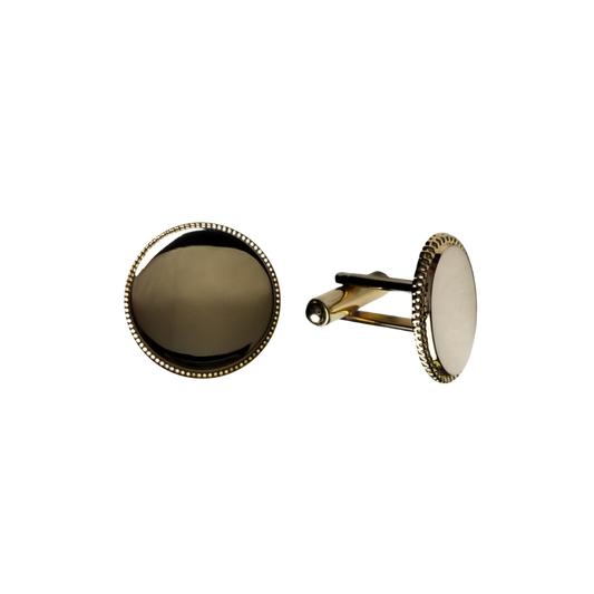 12 Pairs Round with Roped Edge Cufflinks / Gold or Silver Electroplated Finish.