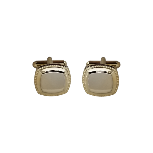 12 Pcs Square with Roped Edge Cufflinks / Gold or Silver Electroplated Finish.