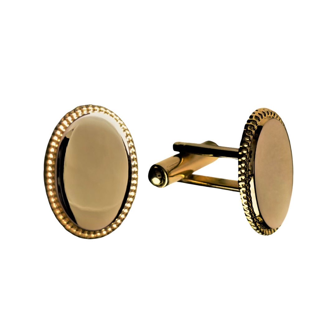 12 Pairs Vertical Oval with Roped Edge Cufflinks /Gold or Silver Electroplated Finish.