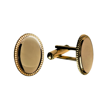 12 Pairs Vertical Oval with Roped Edge Cufflinks /Gold or Silver Electroplated Finish.