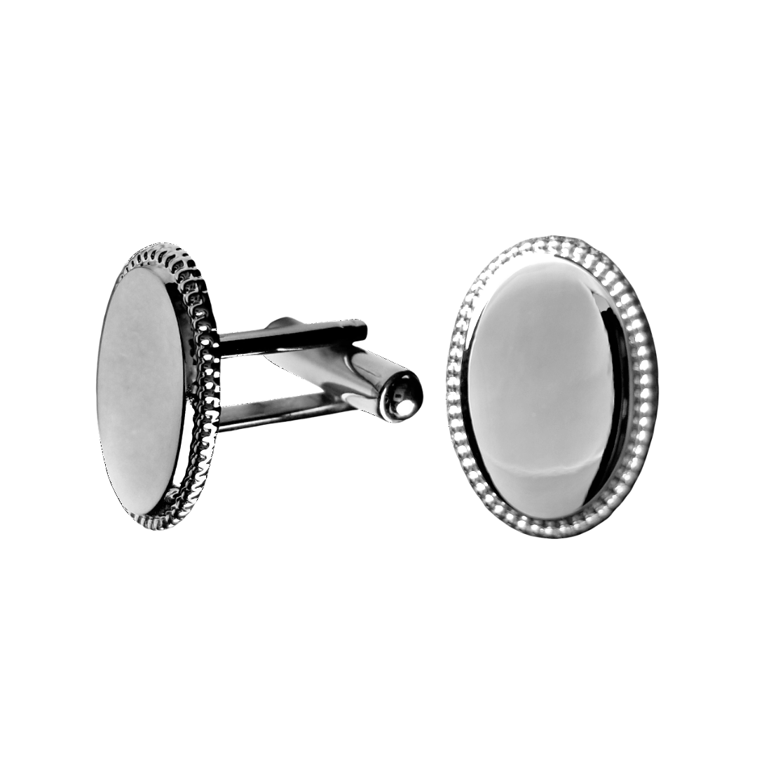 12 Pairs Vertical Oval with Roped Edge Cufflinks /Gold or Silver Electroplated Finish.