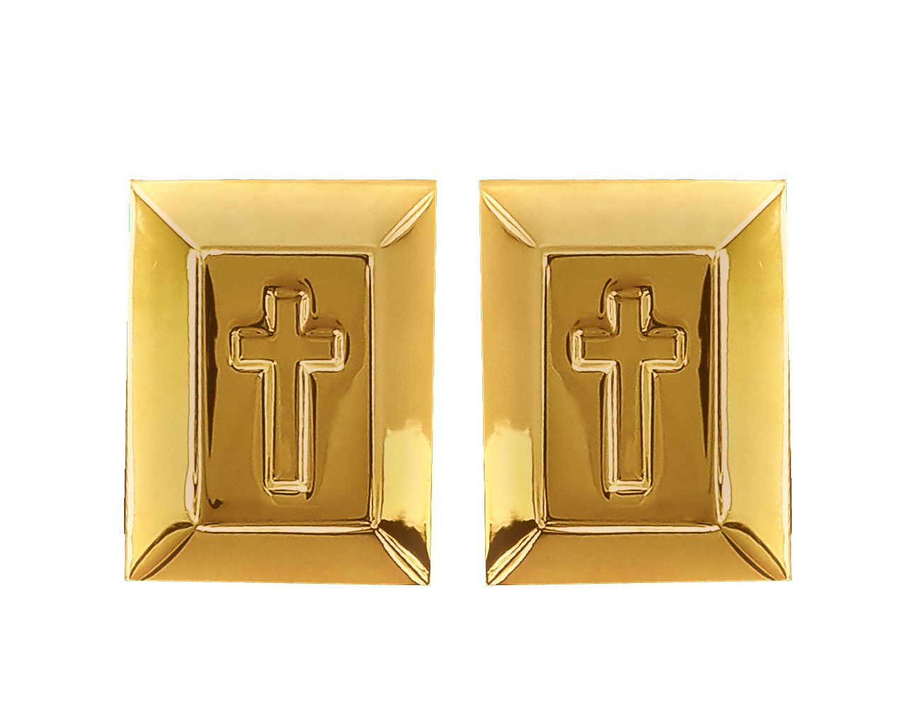 12 Pairs Inscribed Cross Cufflinks / Gold or Silver Electroplated Finish.