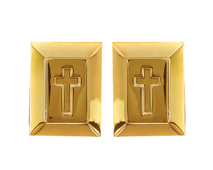 12 Pairs Inscribed Cross Cufflinks / Gold or Silver Electroplated Finish.