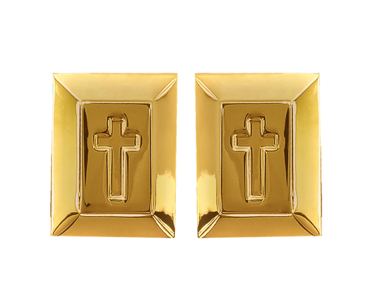 12 Pairs Inscribed Cross Cufflinks / Gold or Silver Electroplated Finish.