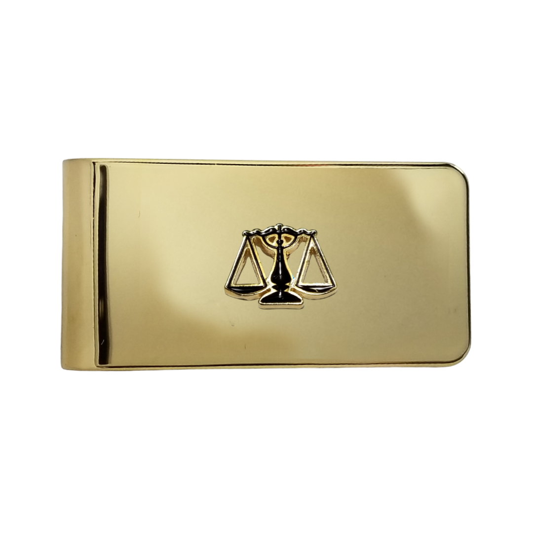 12 Pcs Scales of Justice Money Clip / Hand Painted with Black Enamel Epoxy / Gold or Silver Electroplated Finish.