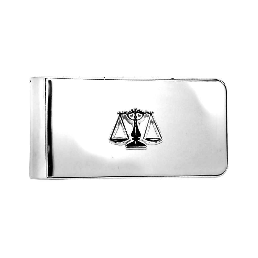 12 Pcs Scales of Justice Money Clip / Hand Painted with Black Enamel Epoxy / Gold or Silver Electroplated Finish.