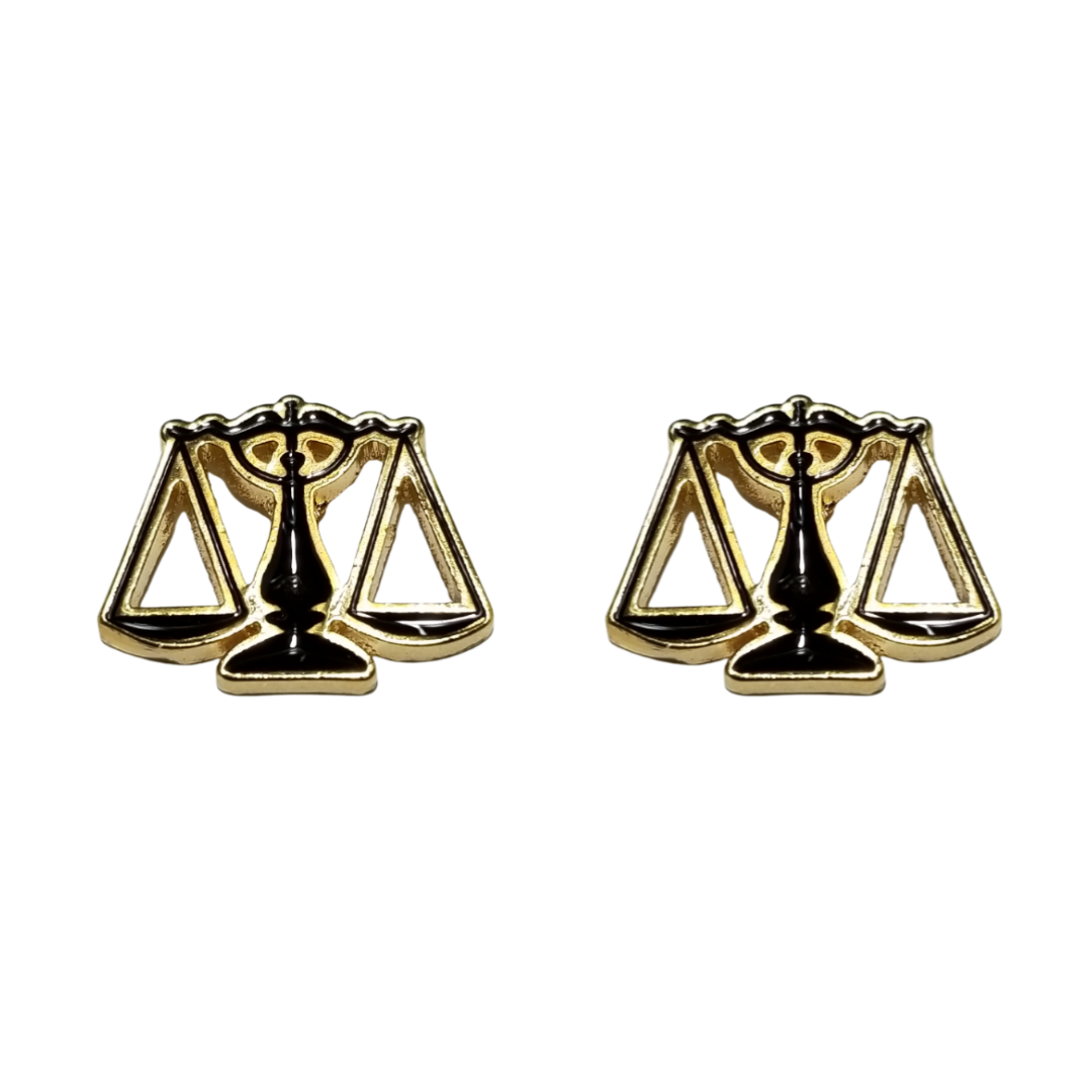 12 Pairs Scales of Justice Cufflinks / Hand Painted with Black Enamel Epoxy / Gold or Silver Electroplated Finish.