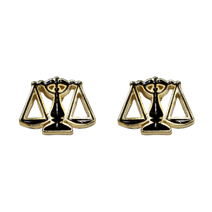 12 Pairs Scales of Justice Cufflinks / Hand Painted with Black Enamel Epoxy / Gold or Silver Electroplated Finish.