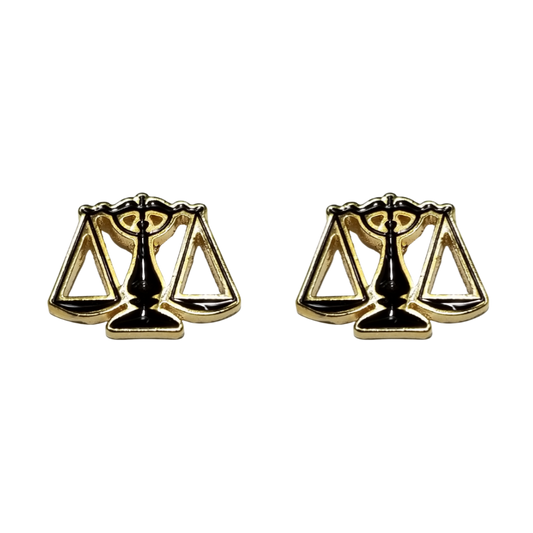 12 Pairs Scales of Justice Cufflinks / Hand Painted with Black Enamel Epoxy / Gold or Silver Electroplated Finish.