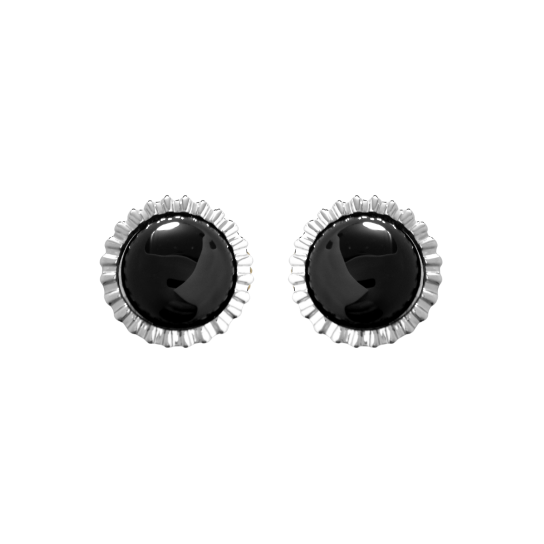 12 Pairs Black Onyx Gemstone Cufflinks / Silver Electroplated Finish.