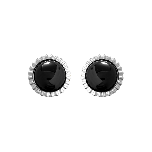 12 Pairs Black Onyx Gemstone Cufflinks / Silver Electroplated Finish.