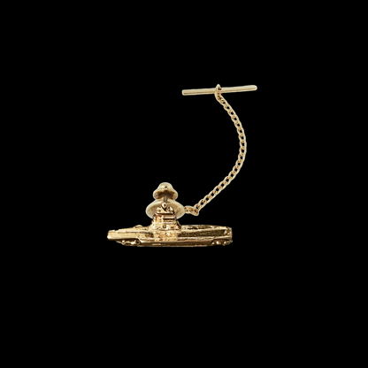 12 Pcs Aircraft Carrier Tie Tack with Clutch & Chain / Gold or Silver Electroplated Finish.