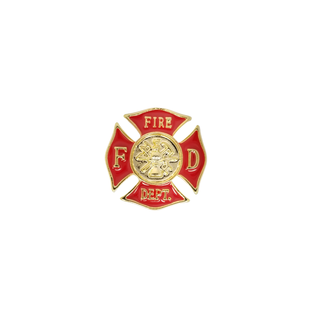 12 Pcs Firefighter's Tie Tack with Clutch & Chain / Gold Electroplated.