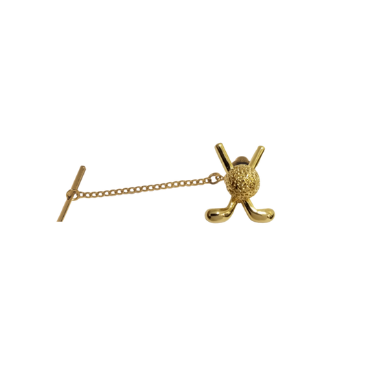 12 Pcs Golf Clubs Tie Tack with Clutch & Chain / Gold or Silver Electroplated Finish.