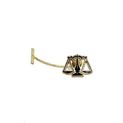 12 Pcs Scales of Justice Tie Tack /  Hand Painted Black Epoxy Enamel / Gold or Silver Electroplated Finish.