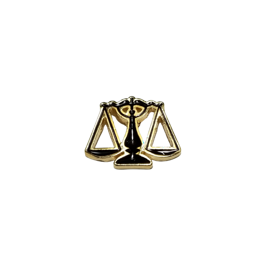 12 Pcs Scales of Justice Tie Tack /  Hand Painted Black Epoxy Enamel / Gold or Silver Electroplated Finish.