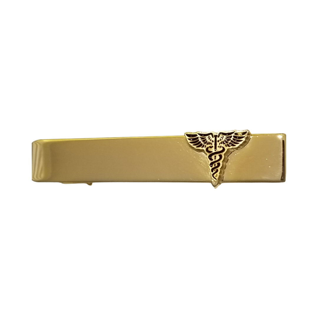 12 Pcs Caduceus Tie Bar / Hand Painted Black Enamel Epoxy / Gold or Silver Electroplated Finish.