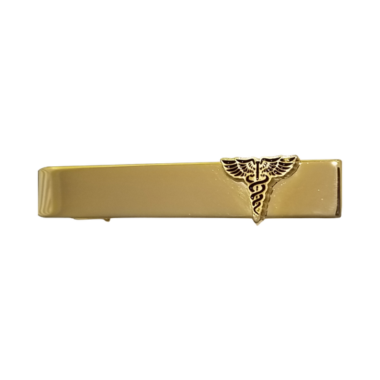 12 Pcs Caduceus Tie Bar / Hand Painted Black Enamel Epoxy / Gold or Silver Electroplated Finish.