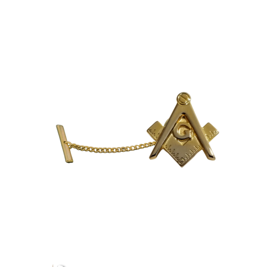 12 Pcs Masonic Tie Tack with Clutch & Chain / Gold or Silver Electroplated Finish.