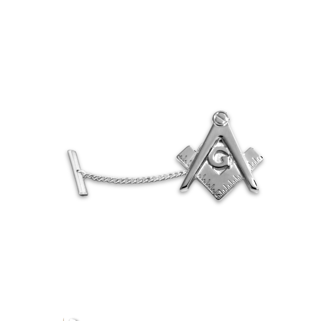 12 Pcs Masonic Tie Tack with Clutch & Chain / Gold or Silver Electroplated Finish.