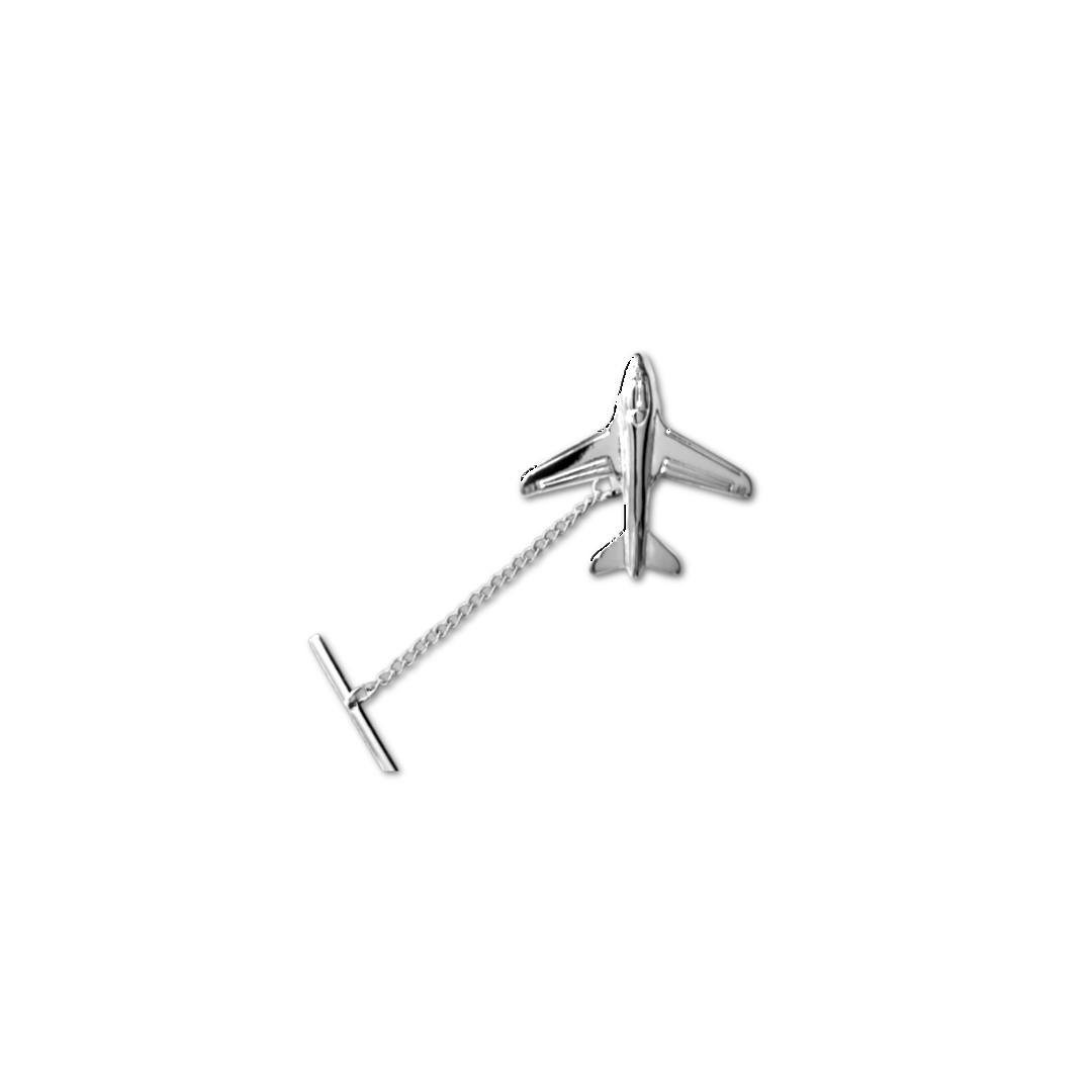 12 Pcs Jet Tie Tack with Clutch & Chain / Gold or Silver Electroplated Finish.