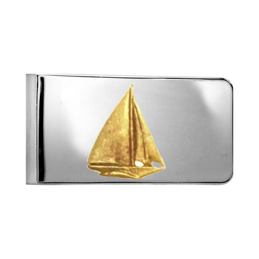 12 Pcs Sailboat Money Clip / Laser Engraved / Gold Electroplate, Silver Tone Finish, or 2 Tone Finish.