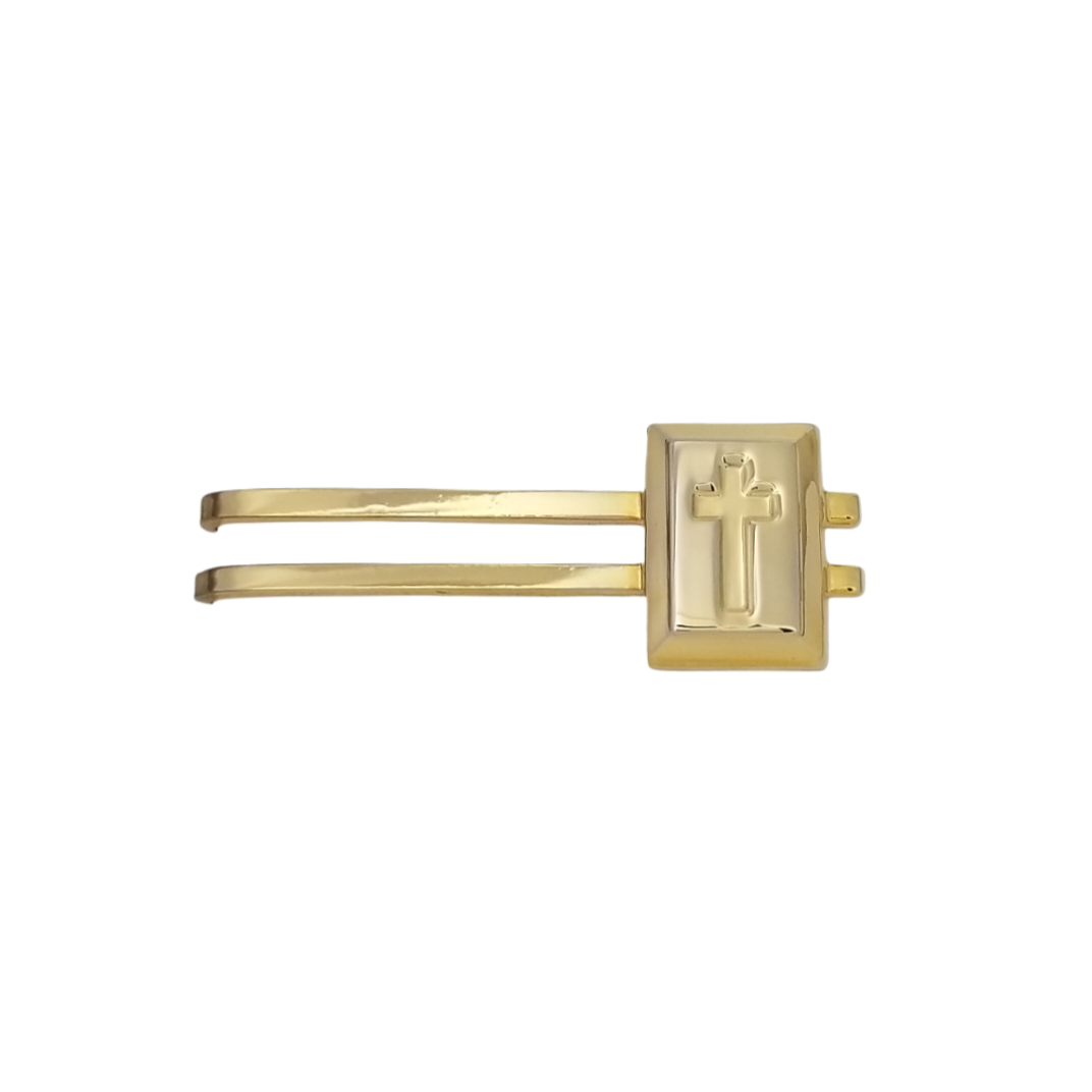 12 Pcs Inscribed Cross Tie Bar / Gold or Silver Electroplated Finish.