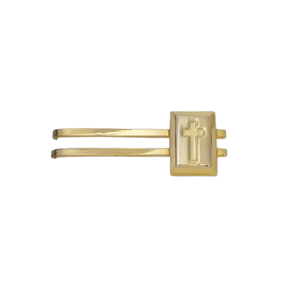 12 Pcs Inscribed Cross Tie Bar / Gold or Silver Electroplated Finish.